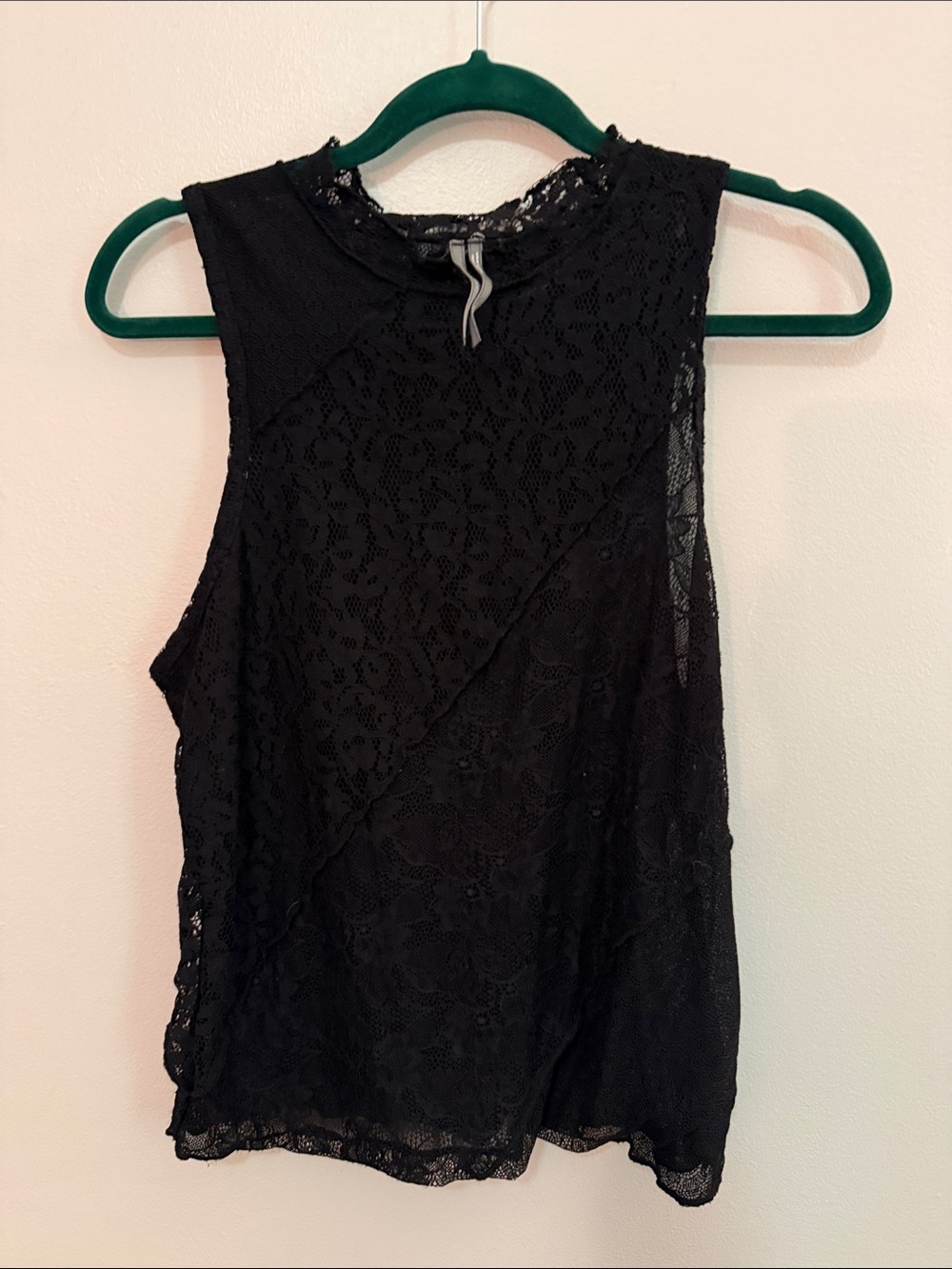 Anthropologie Black Lace High-Neck Camisole Tank